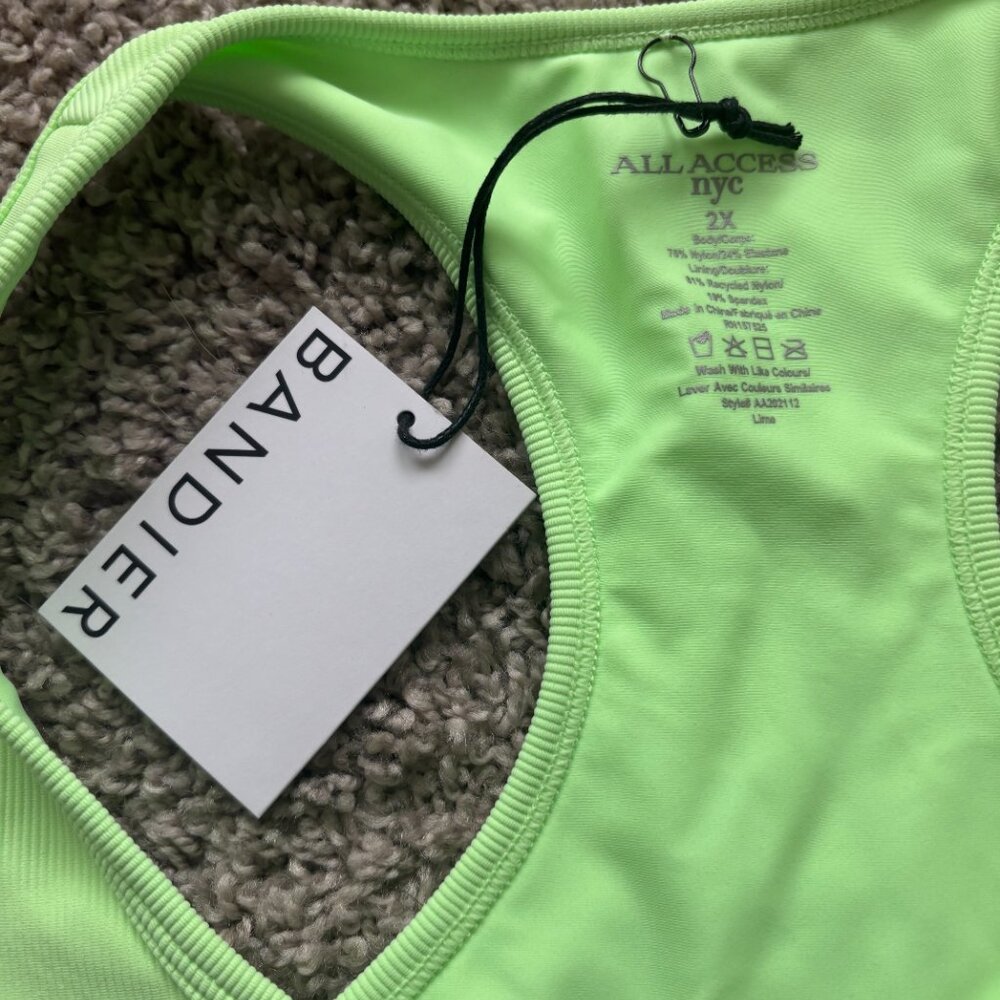NWT Bandier All Access NYC Rib Front Row Sports Bra Lime Rib - Picture 3 of 4